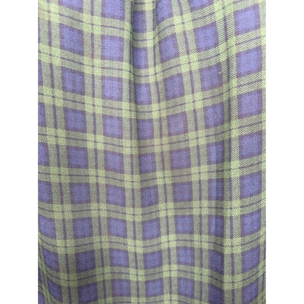 Talbots Womens Green Blue Plaid Off Shoulder Blouse Sz L Career Lightweight - Picture 3 of 10